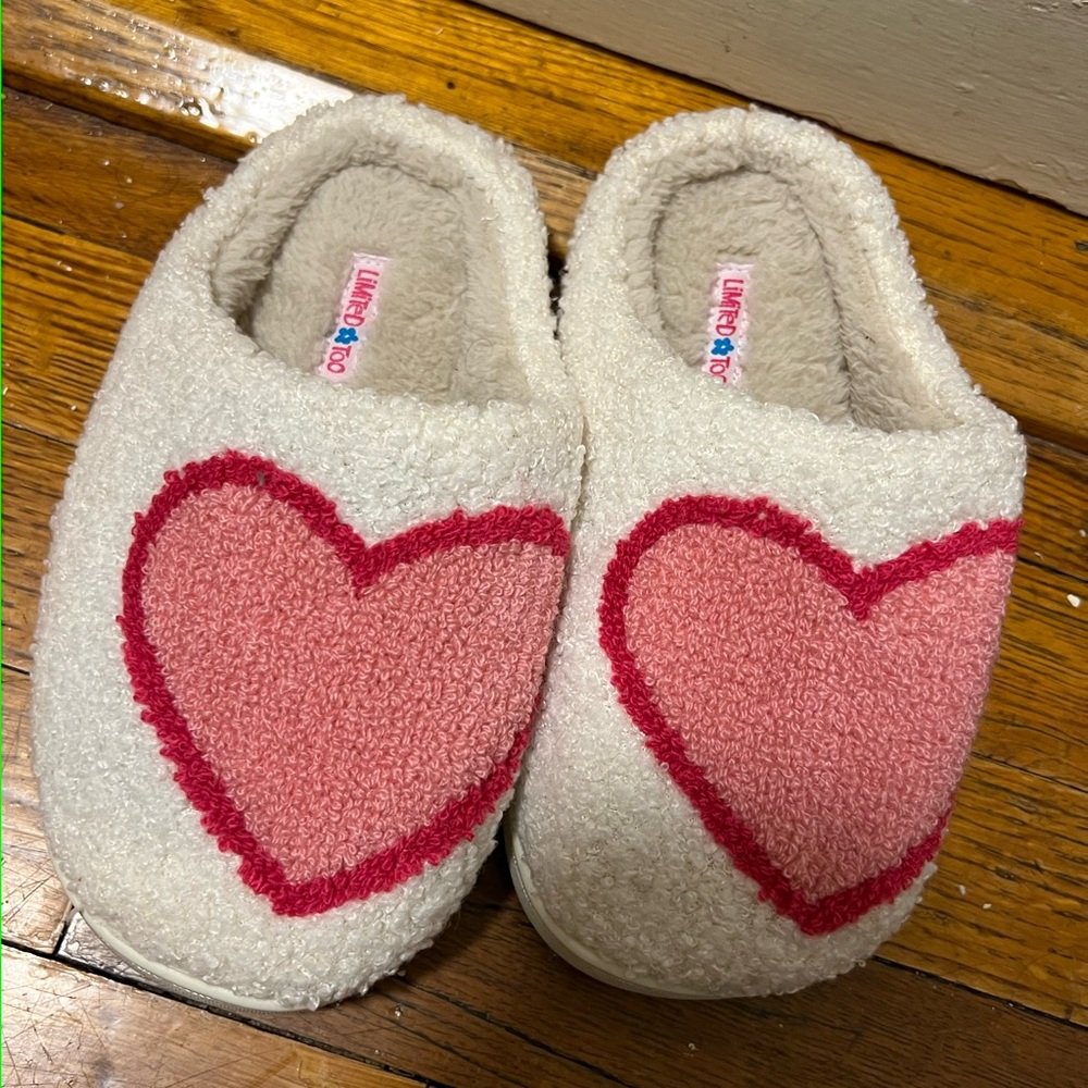Luvable Friends Pink and White Heart Slippers